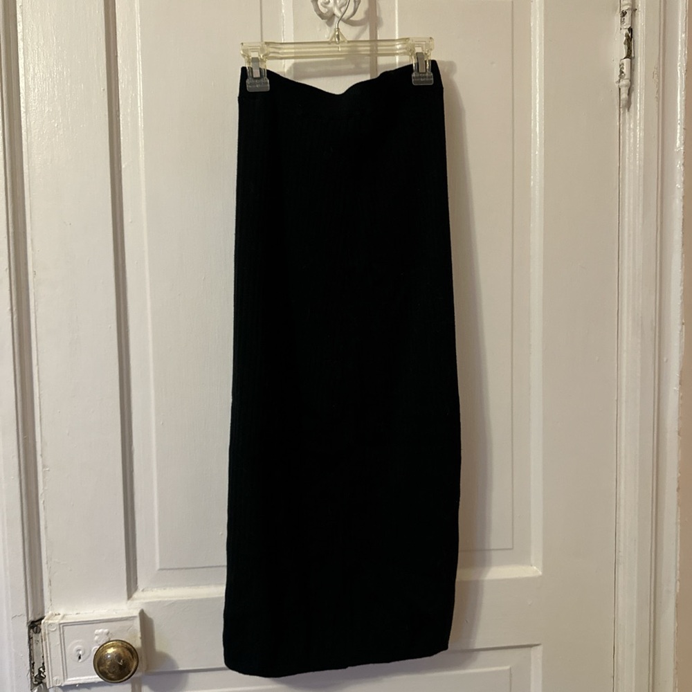 Free People Black Ribbed Midi Skirt